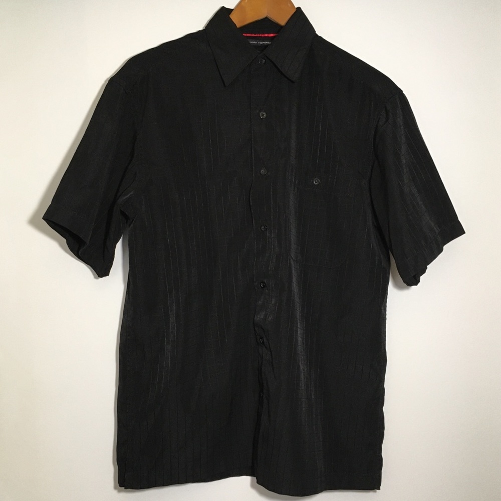 Haggar Black Luxury Microfiber Polyester S/S B/U Men’s Size Small